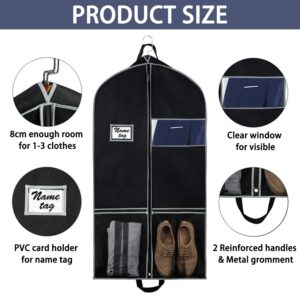 AIDBUCKS Garment Bag (43" * 24" * 4") with Pocket and Handles 1 Piece Large Garment Covers Breathable Clothes Protector Suit Long-Term Storage Of Jacket Coat Dresses, Black