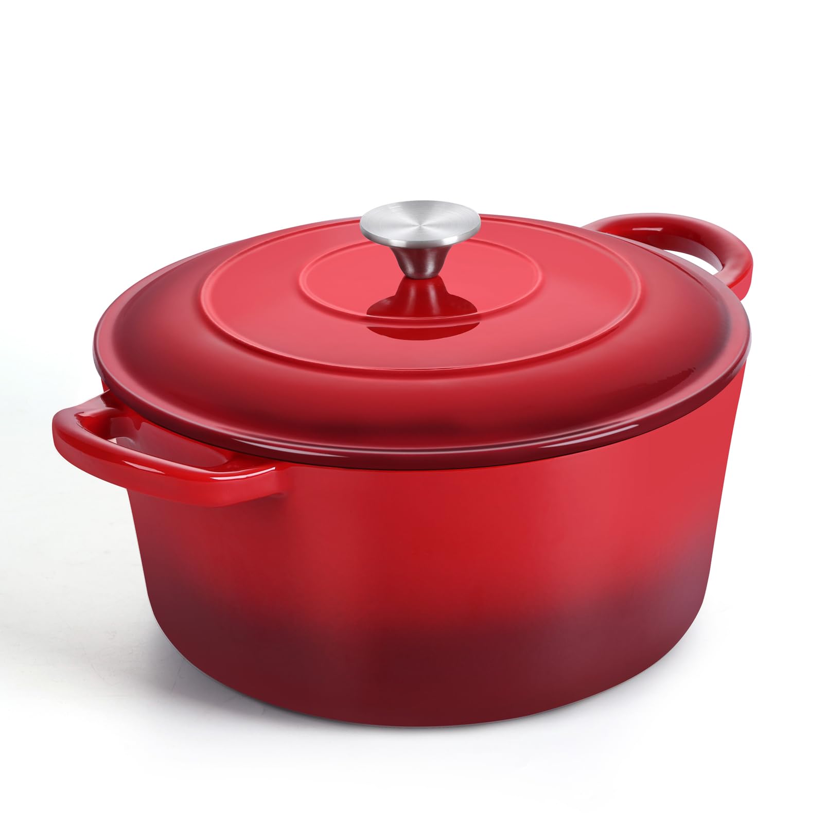 TeamFar 6QT Dutch Oven with Lid, Enameled Cast Iron Dutch Oven Nonstick Stock Pot for Cooking, Stewing, Braising, Roasting, Healthy & Heavy Duty, Double Handles & Sealed Cover, Easy to Clean - Red