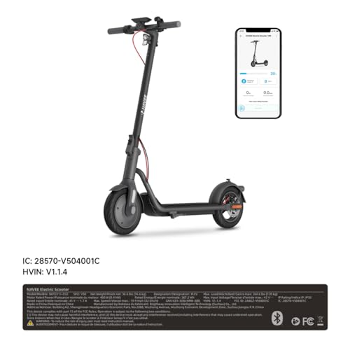 NAVEE Electric Scooter V50, 31 Miles Range & 20 MPH Speed, 700W Max Power, 10" Pneumatic Tires, E-ABS and Rear Disk Brake, IP55 Waterproof, Handle Folding Electric Scooter for Adults