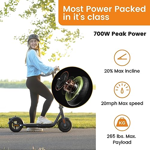 NAVEE Electric Scooter V50, 31 Miles Range & 20 MPH Speed, 700W Max Power, 10" Pneumatic Tires, E-ABS and Rear Disk Brake, IP55 Waterproof, Handle Folding Electric Scooter for Adults