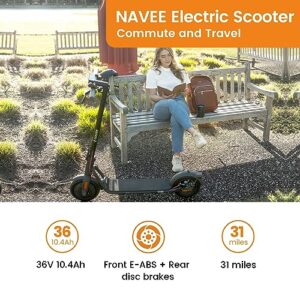 NAVEE Electric Scooter V50, 31 Miles Range & 20 MPH Speed, 700W Max Power, 10" Pneumatic Tires, E-ABS and Rear Disk Brake, IP55 Waterproof, Handle Folding Electric Scooter for Adults