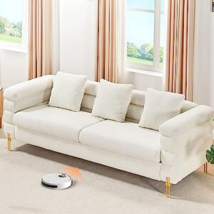 VanAcc Modern Sofa Couch, 24''Extra Deep Seat Sectional Sofa for Living Room, 85 inch Oversized Sofa, 3 Seat Sofa,White