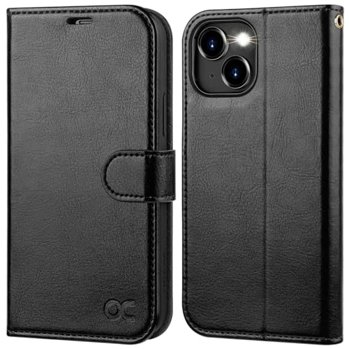 OCASE Compatible with iPhone 15 Wallet Case, PU Leather Flip Folio Case with Card Holders RFID Blocking Kickstand [Shockproof TPU Inner Shell] Phone Cover 6.1 Inch 2023, Black