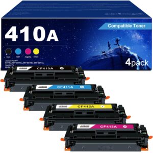 ankink compatible toner cartridge replacement for hp 410a for color laserjet pro mfp m477fnw,m477fdw,m452dn,color laserjet pro m477 m452 series,cf410a,4 pack