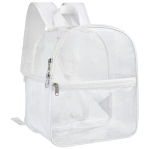 paxiland clear backpack stadium approved 12×12×6 with reinforced and wider shoulder straps, small clear bag for schools, concerts, work, festivals and sporting events - white