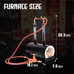 LCyindu Forge Furnace with Dual Burners, Extensive Capacity, Oval Propane Forges for Blacksmithing, Suitable for Artist Hobby Beginner Friendly DIY Knife Making Tool Farriers Furnace