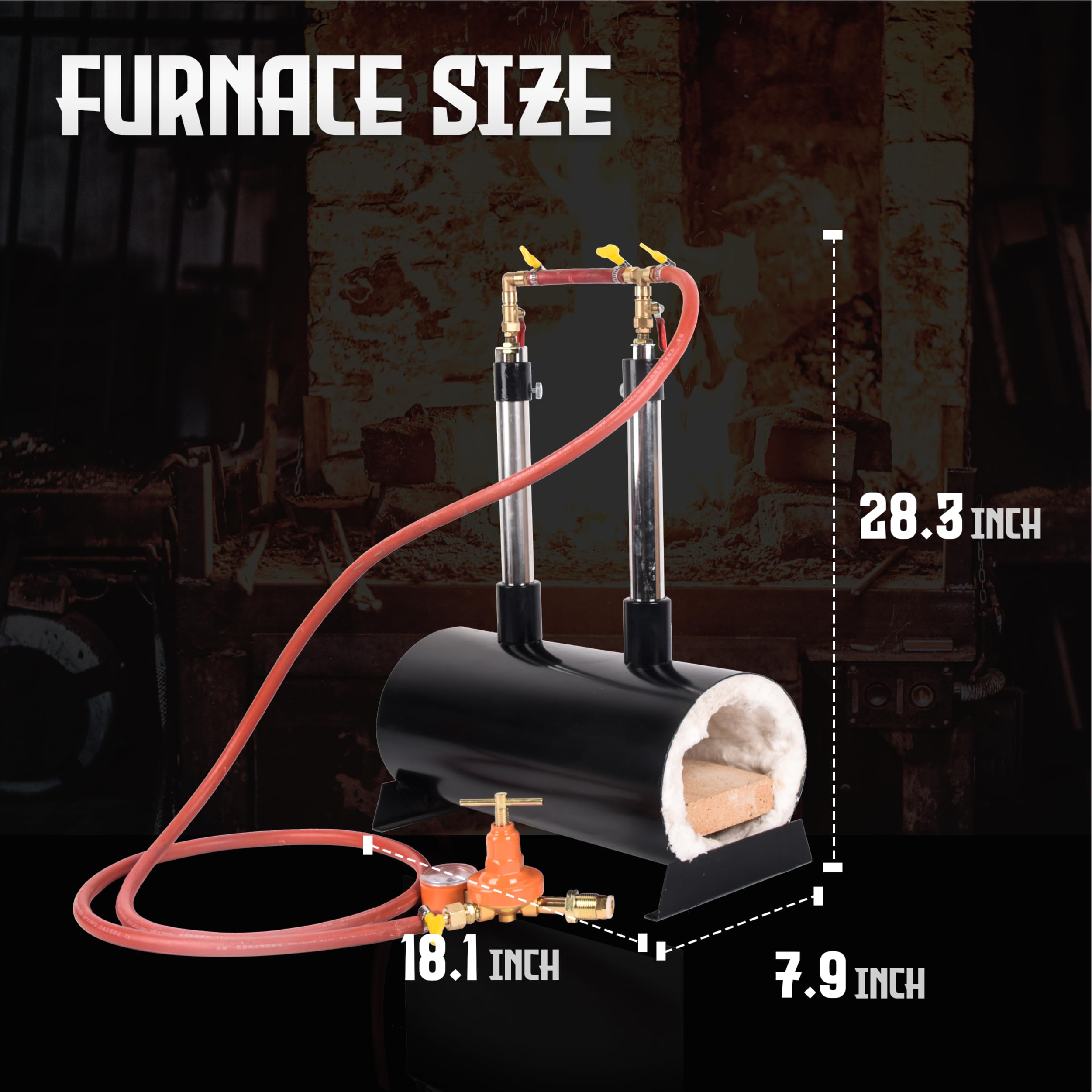 LCyindu Forge Furnace with Dual Burners, Extensive Capacity, Oval Propane Forges for Blacksmithing, Suitable for Artist Hobby Beginner Friendly DIY Knife Making Tool Farriers Furnace