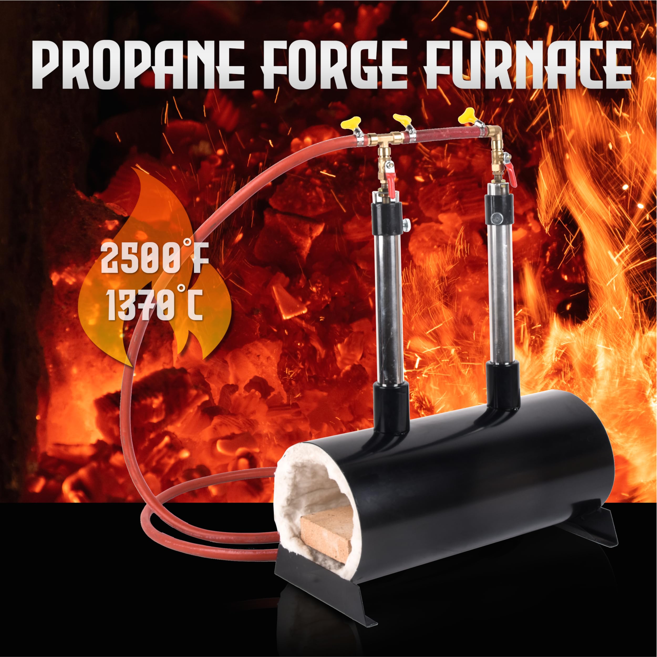 LCyindu Forge Furnace with Dual Burners, Extensive Capacity, Oval Propane Forges for Blacksmithing, Suitable for Artist Hobby Beginner Friendly DIY Knife Making Tool Farriers Furnace