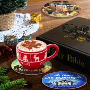 10 Pcs Christianity Christmas Nativity Scene Diamond Art Coasters Kits Jesus Holy Night Art Coaster Birth of Jesus Diamond Art Coasters for Beginners Adults and Kids Craft Supplies Gift