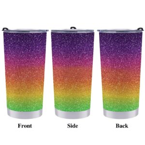 20 Oz Coffee Travel Tumbler Insulated Coffee Mug with Leakproof Lid Color Glitter Double Wall Vacuum Insulated Tumbler for Coffee Tea & Drinks Fit in Car Cup Holder BPA Free Ideal for Work Driving