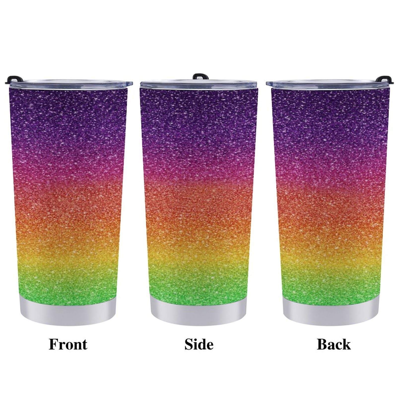 20 Oz Coffee Travel Tumbler Insulated Coffee Mug with Leakproof Lid Color Glitter Double Wall Vacuum Insulated Tumbler for Coffee Tea & Drinks Fit in Car Cup Holder BPA Free Ideal for Work Driving