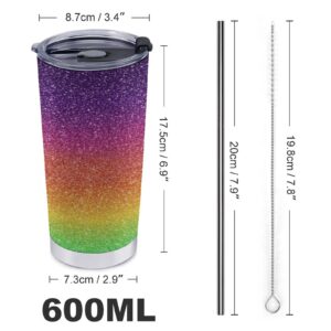 20 Oz Coffee Travel Tumbler Insulated Coffee Mug with Leakproof Lid Color Glitter Double Wall Vacuum Insulated Tumbler for Coffee Tea & Drinks Fit in Car Cup Holder BPA Free Ideal for Work Driving