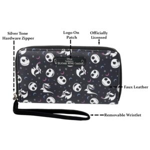 Disney Wallet Wristlet Zip Clutch Faux Leather (Jack Skellington Black)