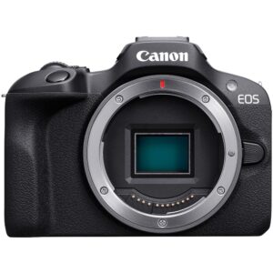 Canon EOS R100 Mirrorless Camera (6052C002) + Corel Software + Bag + 2 x 64GB Card + 2 x LPE17 Battery + Charger + LED Light + Card Reader + Flex Tripod + Cleaning Kit + Memory Wallet + More (Renewed)