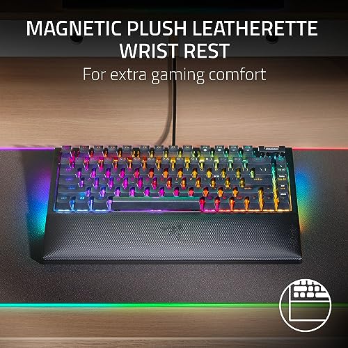 Razer BlackWidow V4 75% Mechanical Gaming Keyboard: Hot-Swappable Design - Compact & Durable - Orange Tactile Switches - Chroma RGB - MF Roller & Media Keys - Comfortable Wrist Rest - Black