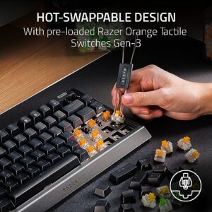 Razer BlackWidow V4 75% Mechanical Gaming Keyboard: Hot-Swappable Design - Compact & Durable - Orange Tactile Switches - Chroma RGB - MF Roller & Media Keys - Comfortable Wrist Rest - Black