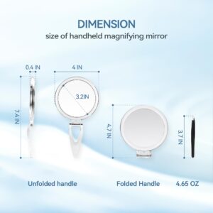 B Beauty Planet 30X Magnifying Mirror, Magnifying Mirror with Stand and Tweezers, Handheld Mirror with 30X/1X Magnification, Compact Mirror for Traveling, 30X Makeup Mirror for Pluck Eyebrows