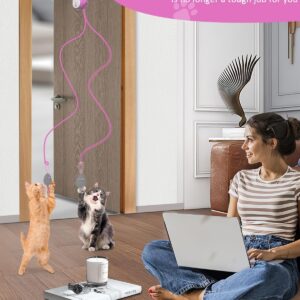 Cat Toys, Hanging Automatic Interactive Cat Toy, Colorful Bouncing Mice, Extra Long Elastic Rope, Motion Activated Rechargeable Cat Feathers Toys, Interactive Cat Toys for Indoor Cats/Kittens