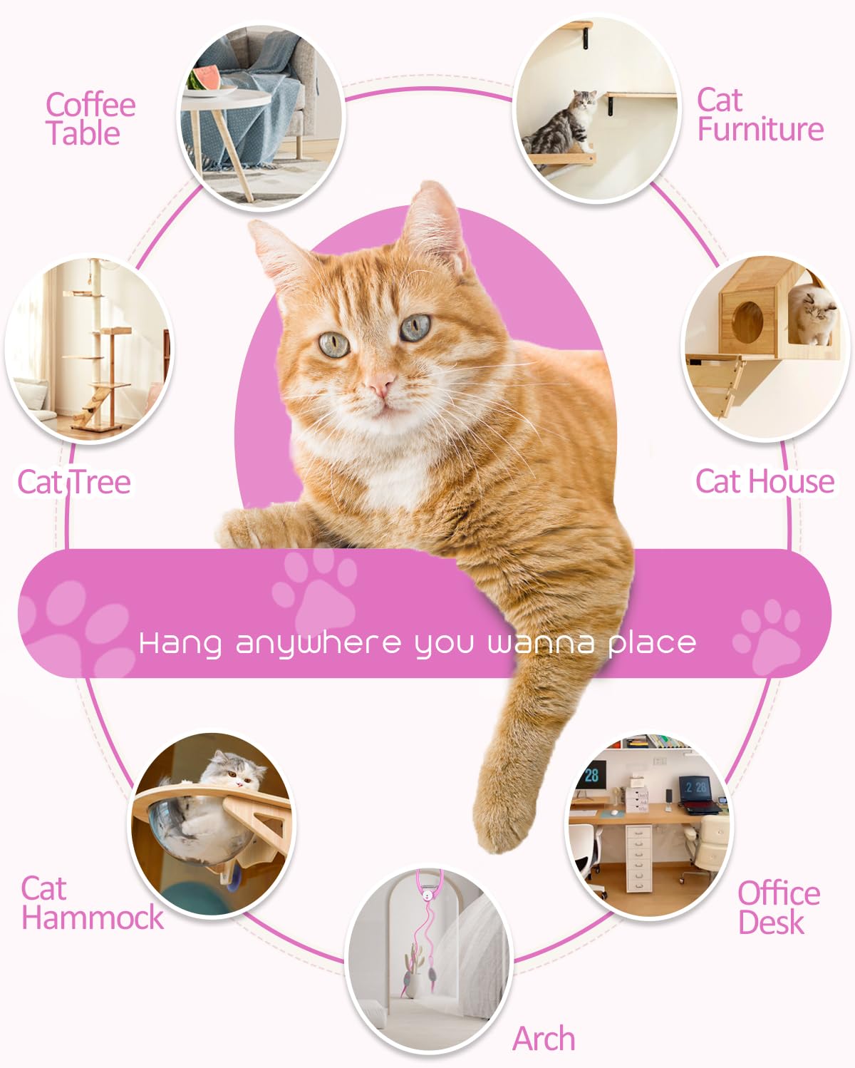 Cat Toys, Hanging Automatic Interactive Cat Toy, Colorful Bouncing Mice, Extra Long Elastic Rope, Motion Activated Rechargeable Cat Feathers Toys, Interactive Cat Toys for Indoor Cats/Kittens