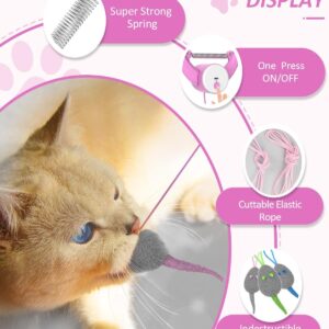 Cat Toys, Hanging Automatic Interactive Cat Toy, Colorful Bouncing Mice, Extra Long Elastic Rope, Motion Activated Rechargeable Cat Feathers Toys, Interactive Cat Toys for Indoor Cats/Kittens