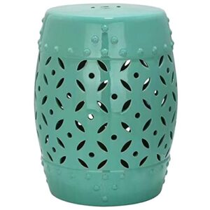 kiroja decorative ceramic garden stool, glazed hollow shoe changing stool drum stool, suitable for outdoor garden, living room, terrace, etc. (color : green)