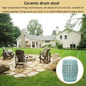 KIROJA Decorative Ceramic Garden Stool, Glazed Hollow Shoe Changing Stool Drum Stool, Suitable for Outdoor Garden, Living Room, Terrace, Etc. (Color : Green)