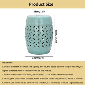 KIROJA Decorative Ceramic Garden Stool, Glazed Hollow Shoe Changing Stool Drum Stool, Suitable for Outdoor Garden, Living Room, Terrace, Etc. (Color : Green)