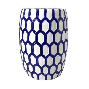 FAIRAH Ceramic Drum Stool, Garden Decorative Stool, Home Living Room Ornaments, Suitable for Bathroom, Entrance, Patio (Color : Blue)