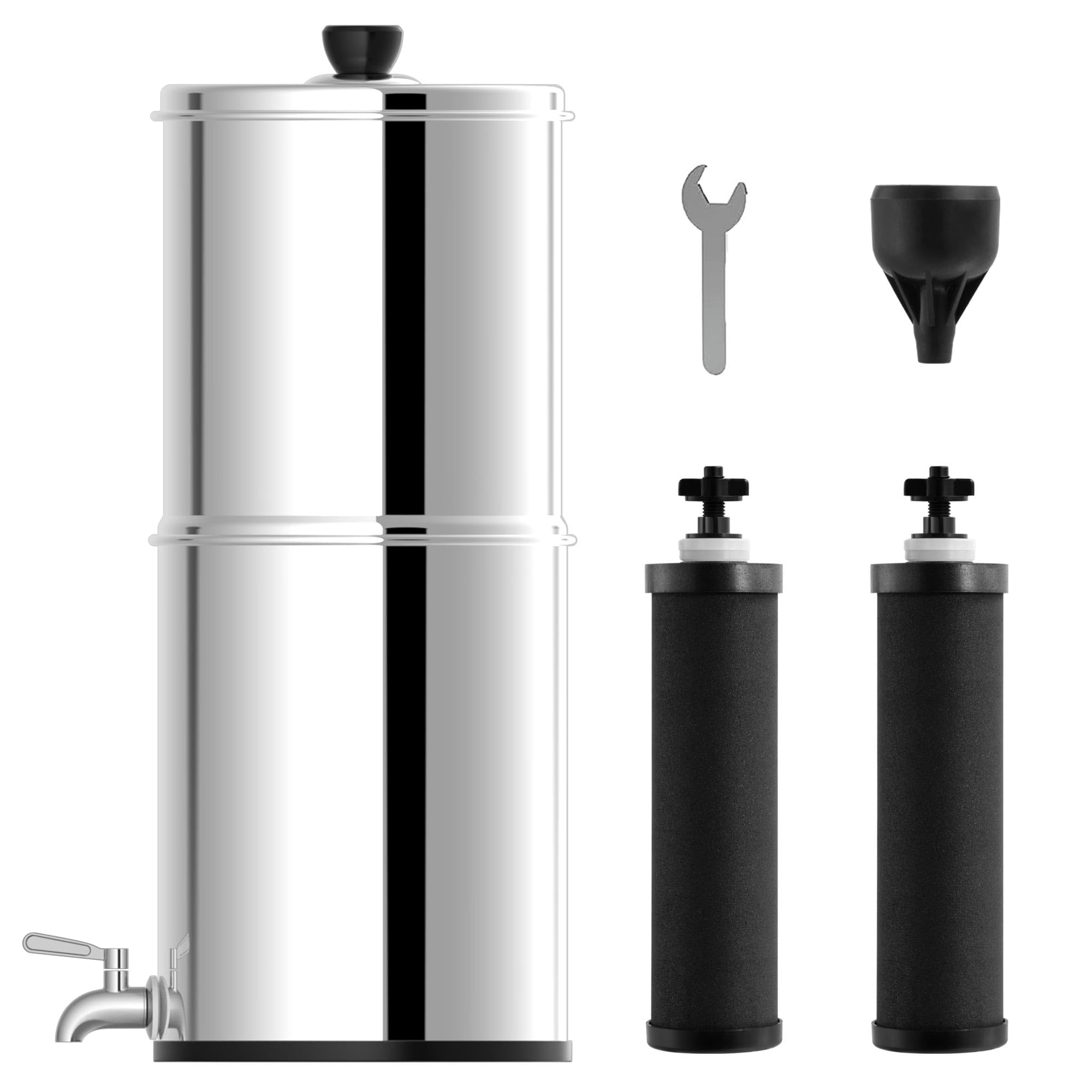 YITAHOME Gravity-fed Water Filter System, 2.25-Gallon 304 Stainless-Steel Gravity Water Purifier System, Countertop Filter System with 2 Filters, Stainless Steel Water Spigot