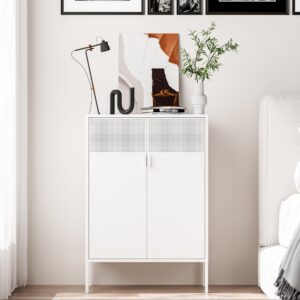 washsemba metal storage cabinet with doors and shelves, white metal cabinet, 3-tier office cabinet,metal locker storage cabinet for office, home, living room(white)