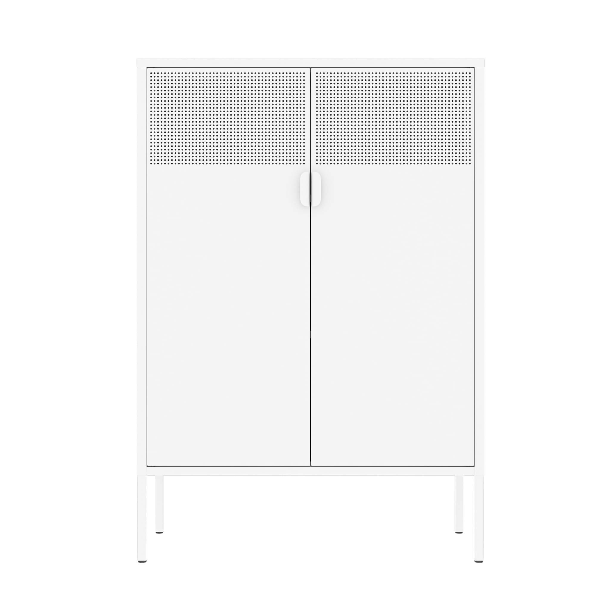 Washsemba Metal Storage Cabinet with Doors and Shelves, White Metal Cabinet, 3-Tier Office Cabinet,Metal Locker Storage Cabinet for Office, Home, Living Room(White)