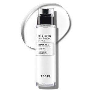 cosrx 6x peptide collagen booster toner serum 150ml/5.07 fl.oz, skin renewal boosting facial essence, niacinamide & hyaluronic acid for all skin types, korean skincare, paraben free