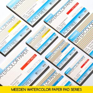 MEEDEN Watercolor Paper Block, 100% Cotton Watercolor Paper Pad of 20 Sheets, 140lb/300gsm, Acid-Free Art Paper for Watercolor, Gouache, Ink and More, 10" x 7" Hot Press