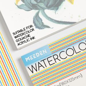 MEEDEN Watercolor Paper Block, 100% Cotton Watercolor Paper Pad of 20 Sheets, 140lb/300gsm, Acid-Free Art Paper for Watercolor, Gouache, Ink and More, 10" x 7" Hot Press