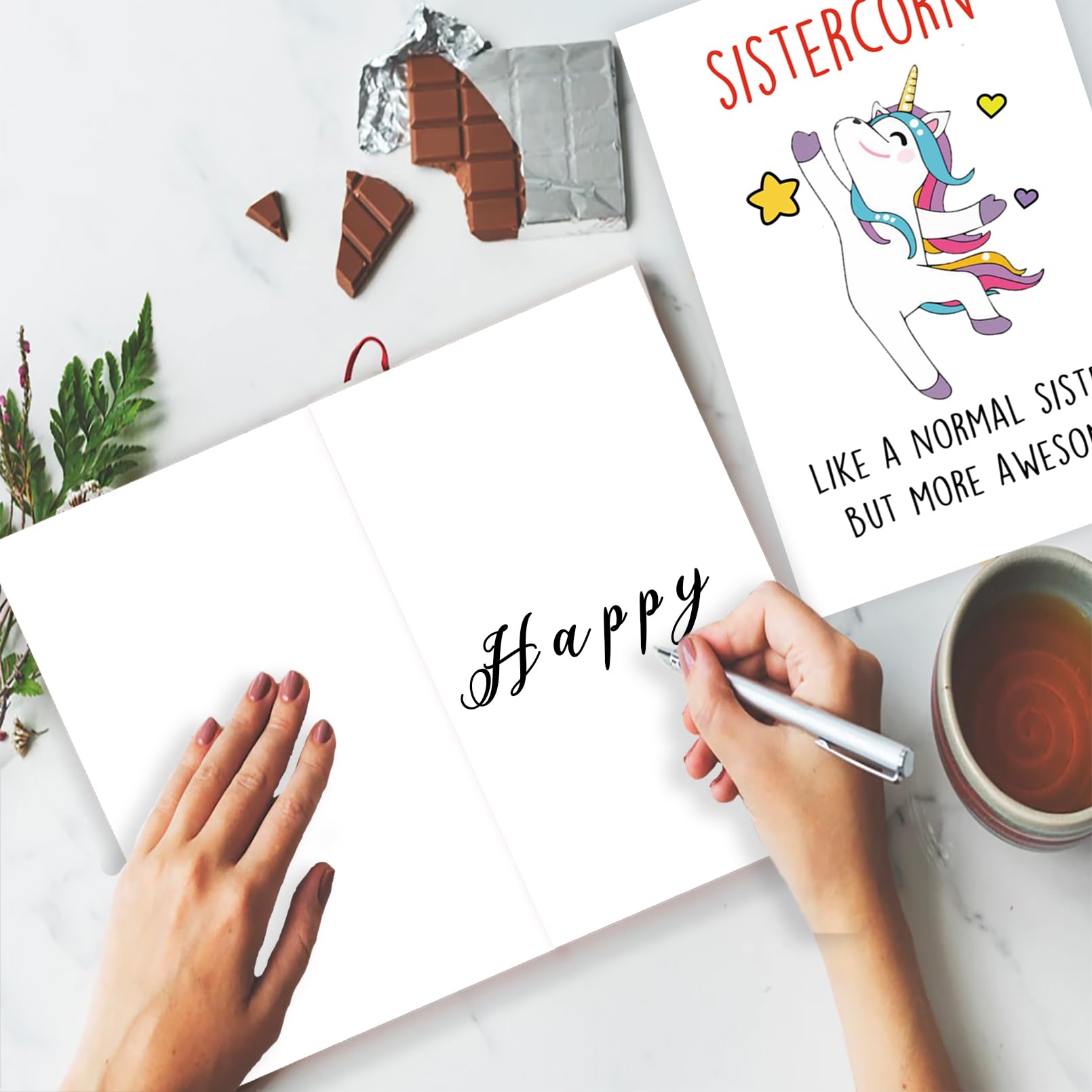 YiKaLus Funny Sistercorn Birthday Card for Her, Great Bday Gifts for Sister, Cute Unicorn Birthday Card for Best Friends, Best Bday Gift Idea for Bestie