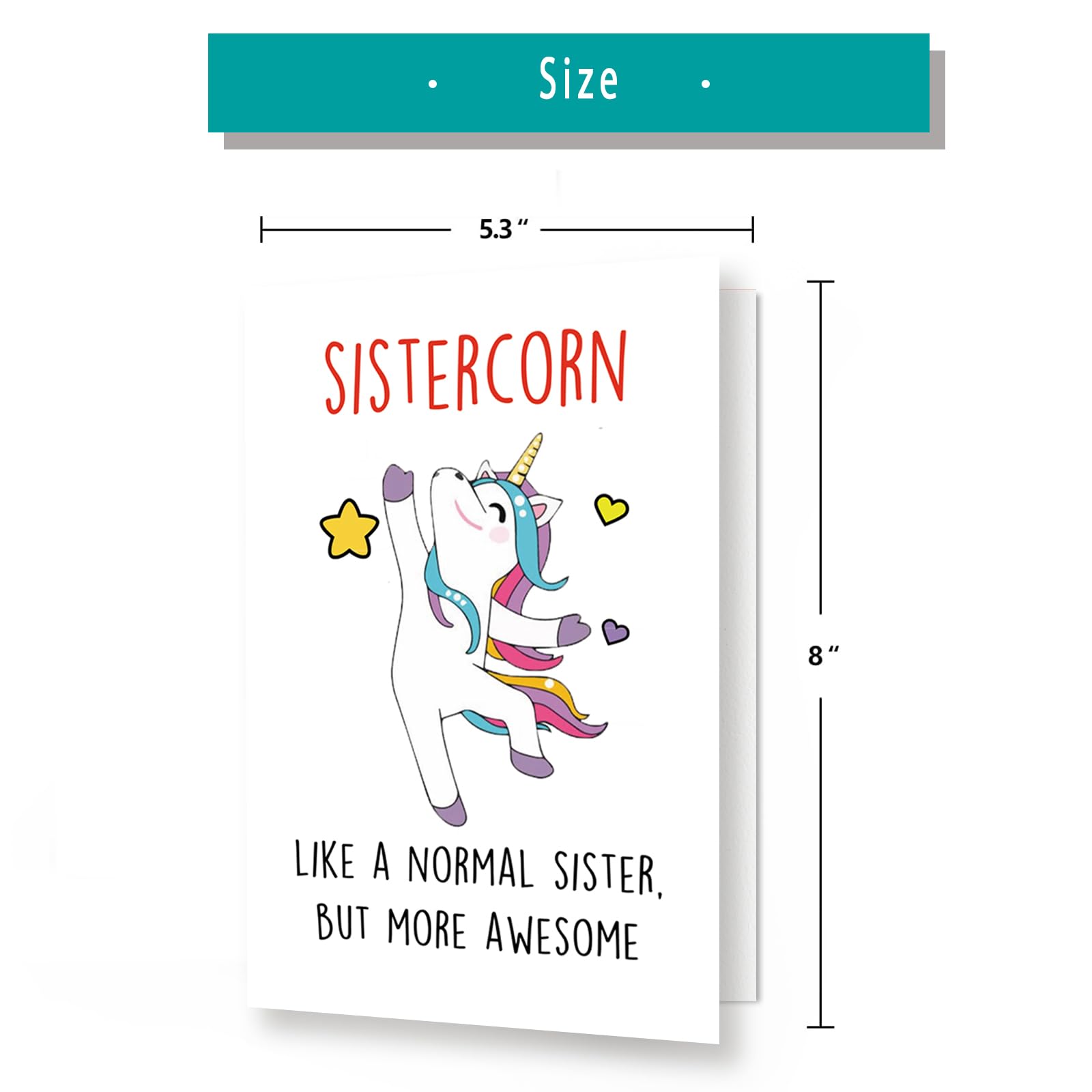 YiKaLus Funny Sistercorn Birthday Card for Her, Great Bday Gifts for Sister, Cute Unicorn Birthday Card for Best Friends, Best Bday Gift Idea for Bestie