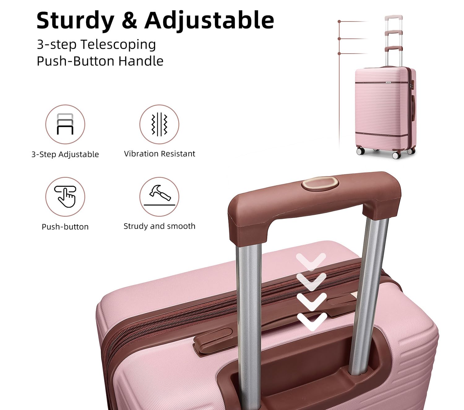 Lulusail Luggage Sets 6 Piece with two Cosmetic Case, Expandable(Only 28 & 24") Hardside Luggage with 360° Spinner Wheels, Durable Luggage Set Clearance For Women Men, Rose Gold