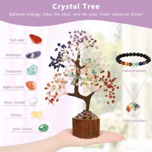 Yastouay Chakra Tree of Life, Crystal Tree of Life, Gemstones Tree, Money Tree, Bonsai Tree, Crystal Ornaments for Christmas Tree for Desk Decorations, Office Decor for Women