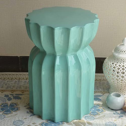 FAIRAH Modern Light Luxury Ceramic Stools, Retro Lotus Ceramic Drum Stools, Round Pier Chairs, Suitable for Balconies and Open-air Gardens. (Color : G)