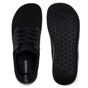 HOBIBEAR Wide Minimalist Barefoot Shoes Mens Womens Walking Sneakers Shoes | Zero Drop Sole | Optimal Relaxation (All Black,Women 11.5 Wide/Men 10 Wide)