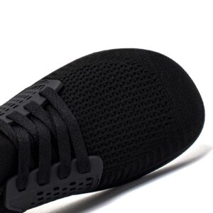 HOBIBEAR Wide Minimalist Barefoot Shoes Mens Womens Walking Sneakers Shoes | Zero Drop Sole | Optimal Relaxation (All Black,Women 11.5 Wide/Men 10 Wide)