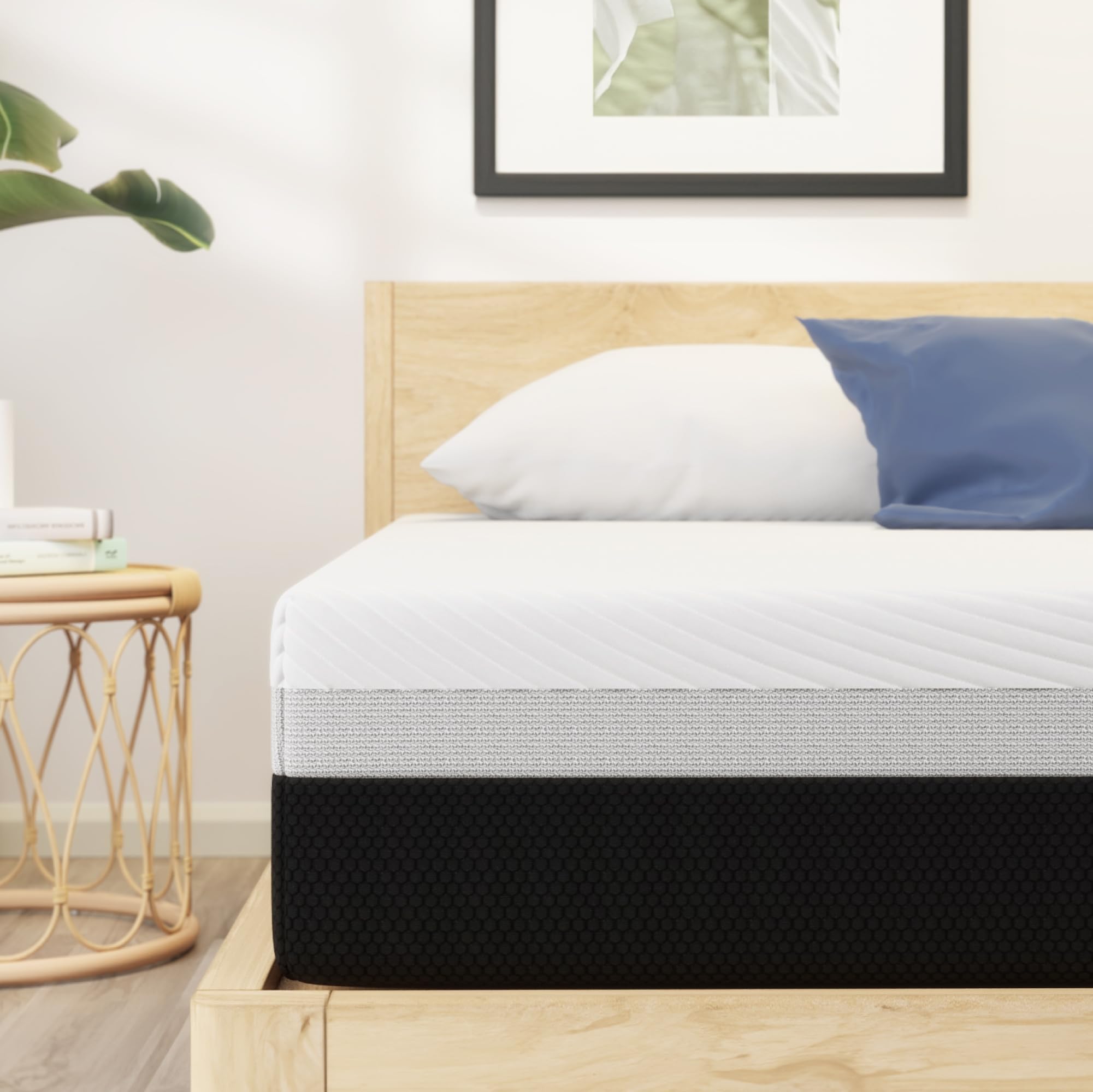 Sleephome Queen Size 12 inch Hybrid Pocket Spring & Cool Gel Memory Foam Mattress, Pressure Relieving, Medium, CertiPUR Certified, Fiberglass-Free Mattress, Queen Size Mattress Bed in a Box