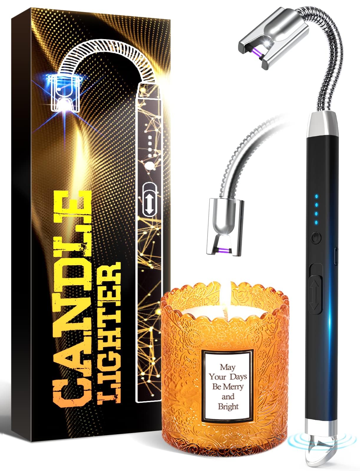 Upgraded Electric Candle Lighters LED Light Gifts for Women - Valentines Day Gifts for Her Him Arc Lighter Rechargeable Flameless Windproof Plasma Lighters for Grill Birthday Gift Ideas for Adult Wife