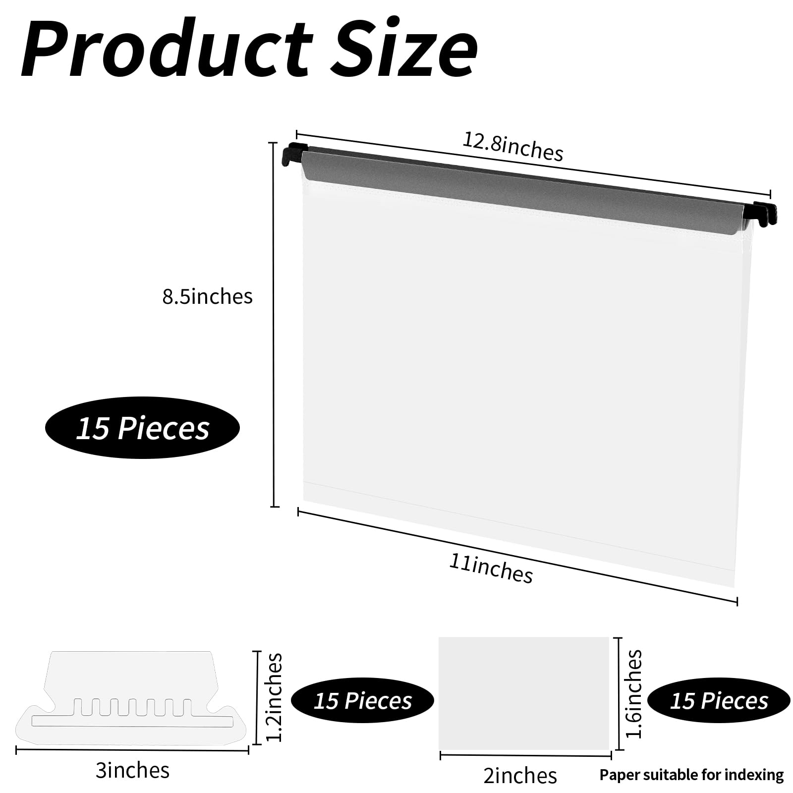 15 Pieces Clear Hanging File Folders Letter Size with Tabs and Inserts Poly Hanging Document Folder 8.5x11inch Filing Cabinet Folders Hanging Hanging Paper Folder for File Cabinet Medical Charts