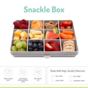 melii Snackle Box – Divided Snack Container, Food Storage for Kids, Removable Dividers, Arts & Crafts, Beads, BPA-Free – 12 Compartments (Grey)