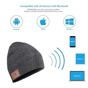 MUSICBEE Bluetooth Beanie, Bluetooth V5.2 Wireless Knitted Winter hat, 24 Hour Play time(Charcoal)