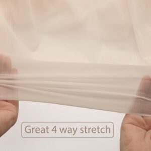 Power Mesh Fabric Stretch: 4-Way Net Superfine Fabric Nylon Spandex Sheer Mesh - 5 Yards Long 60" Wide (Light Nude)