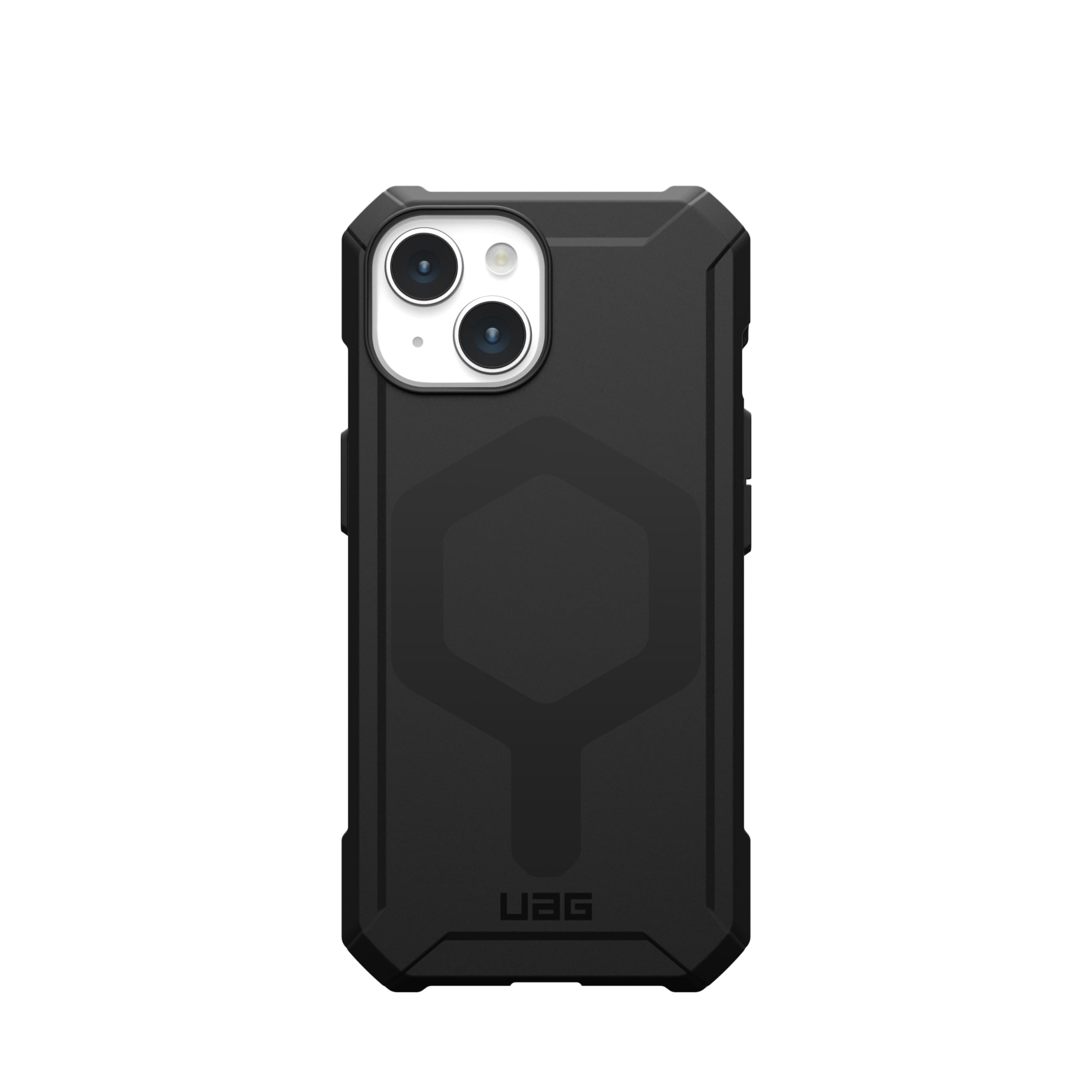 URBAN ARMOR GEAR UAG Case Compatible with iPhone 15 Case 6.1" Essential Armor Black Built-in Magnet Compatible with MagSafe Charging Rugged Military Grade Dropproof Protective Cover