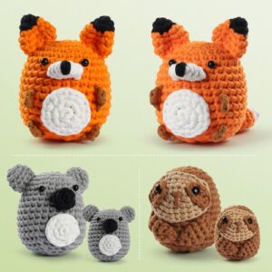 Crochet Kit for Beginners, 4PCS Crochet Animal Kit for Adults Kids, Learn to Crochet with Step-by-Step Video with Writtern Pattern