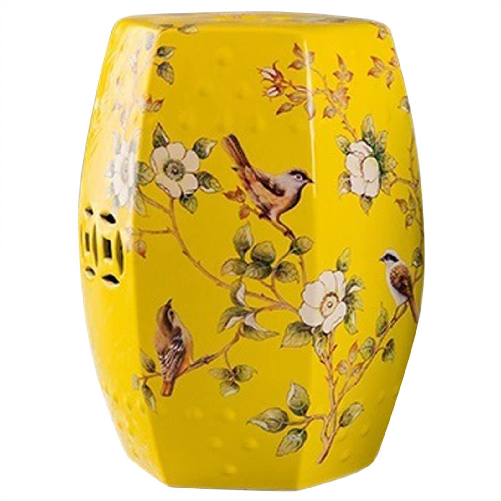 JIADIAONI Decorative Ceramic Garden Stool, Glazed Hollow Lion's Head Shoe Changing Stool for Living Room, Balcony, Garden, Etc. (Color : Yellow)